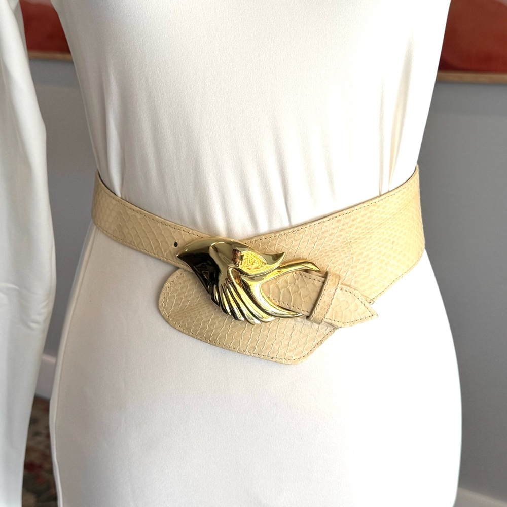 Vintage Snakeskin Cream Belt - Picture 3 of 9